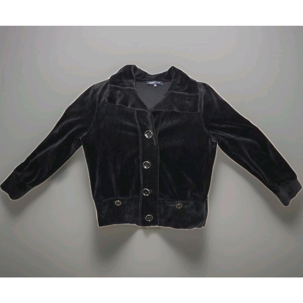 Jones New York Black Velour Corduroy Trim Jacket - Size L